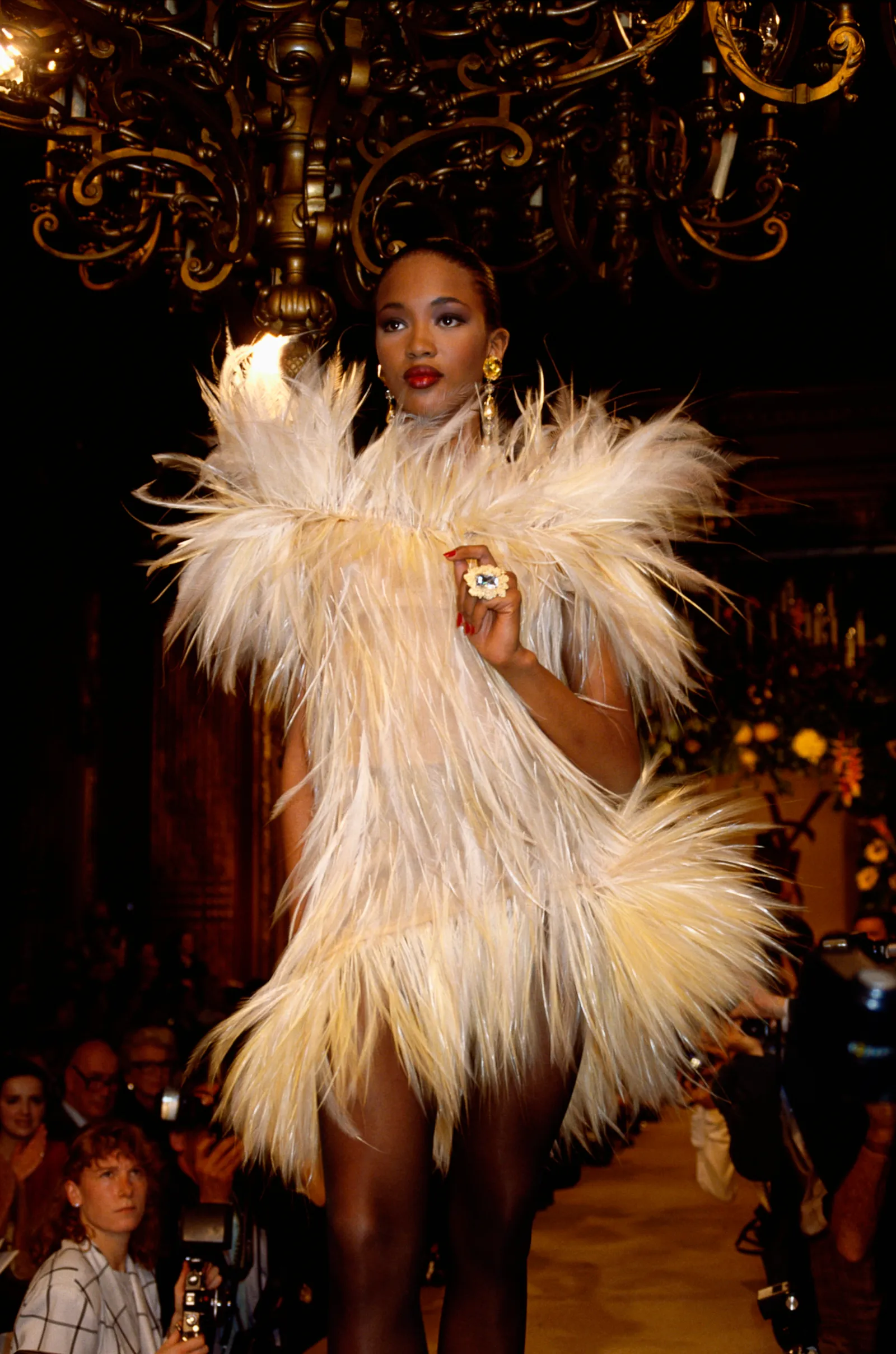 Naomi Campbell in Yves Saint Laurent at his autumn-winter 1987 fashion show in Paris